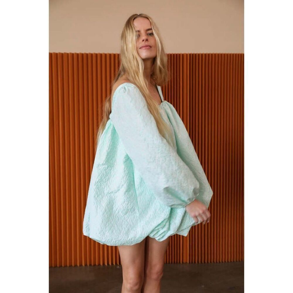 JULIETTE FABBRICAIT BALLOON DRESS - SEAFOAM BROCADE size 1 or Small - Picture 4 of 8
